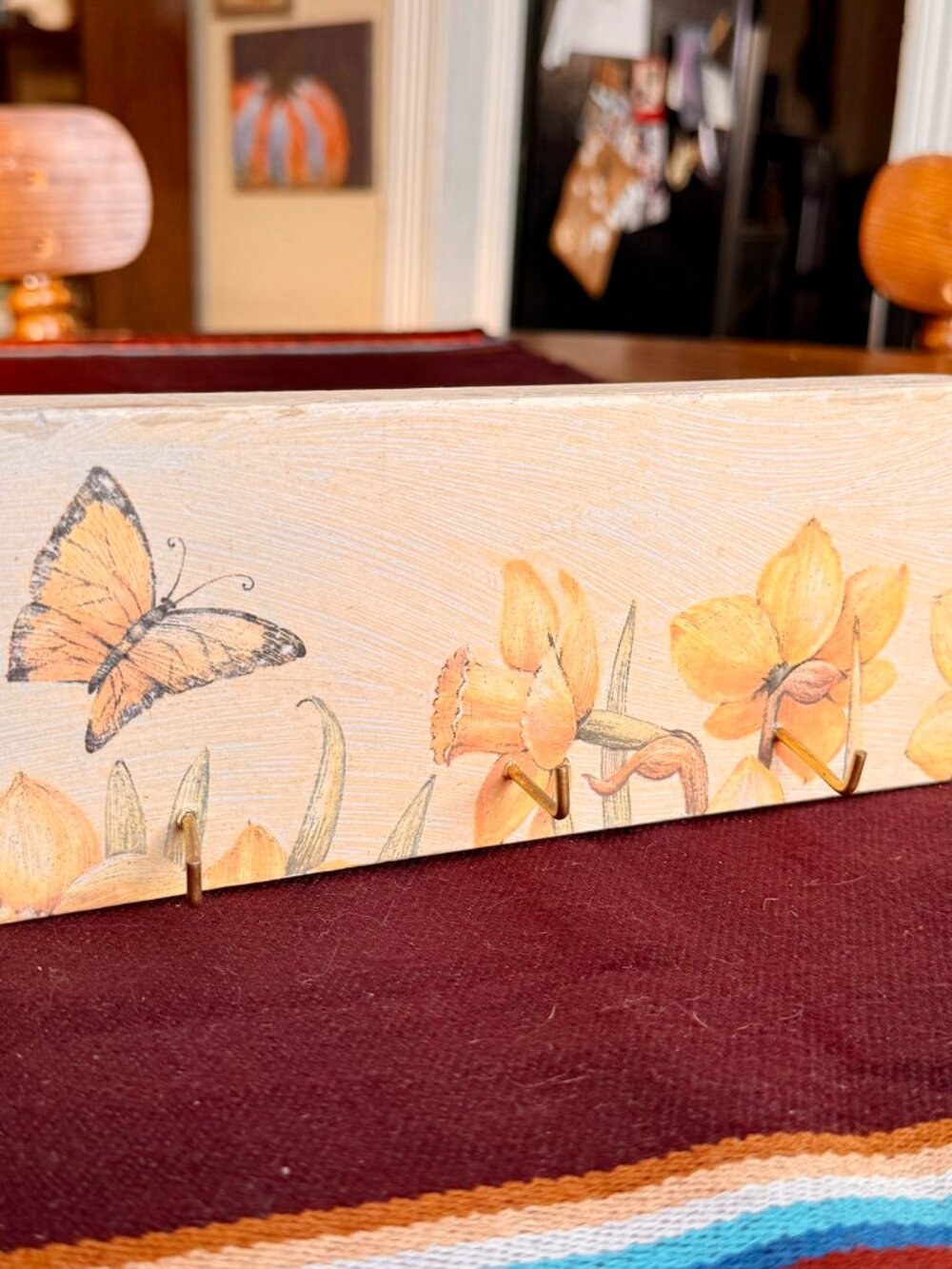Vintage Fairy Cottagecore Floral Lily and Butterfly Entryway Key Hanger